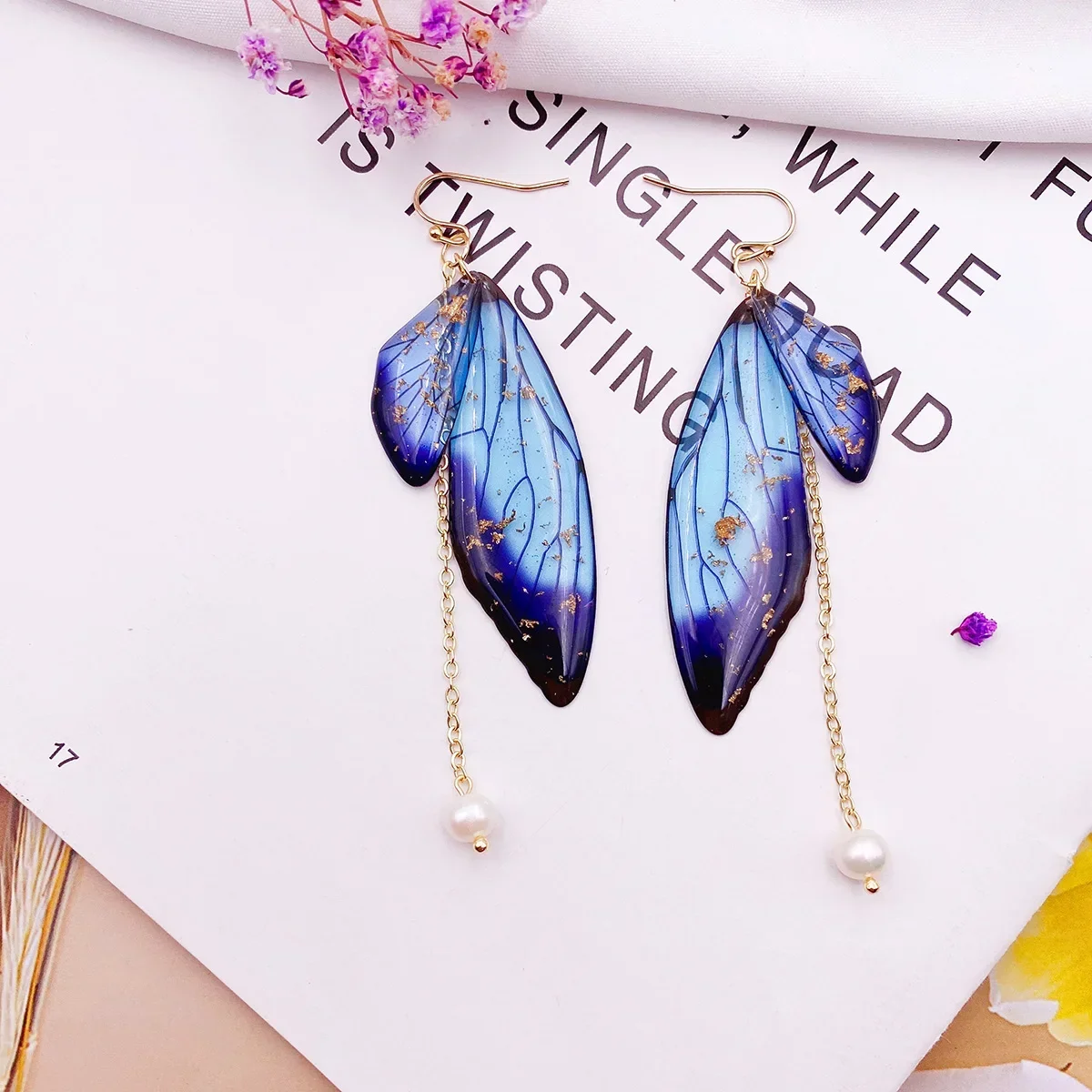Minar Rainbow Gradient Resin Butterfly Dangle Earrings