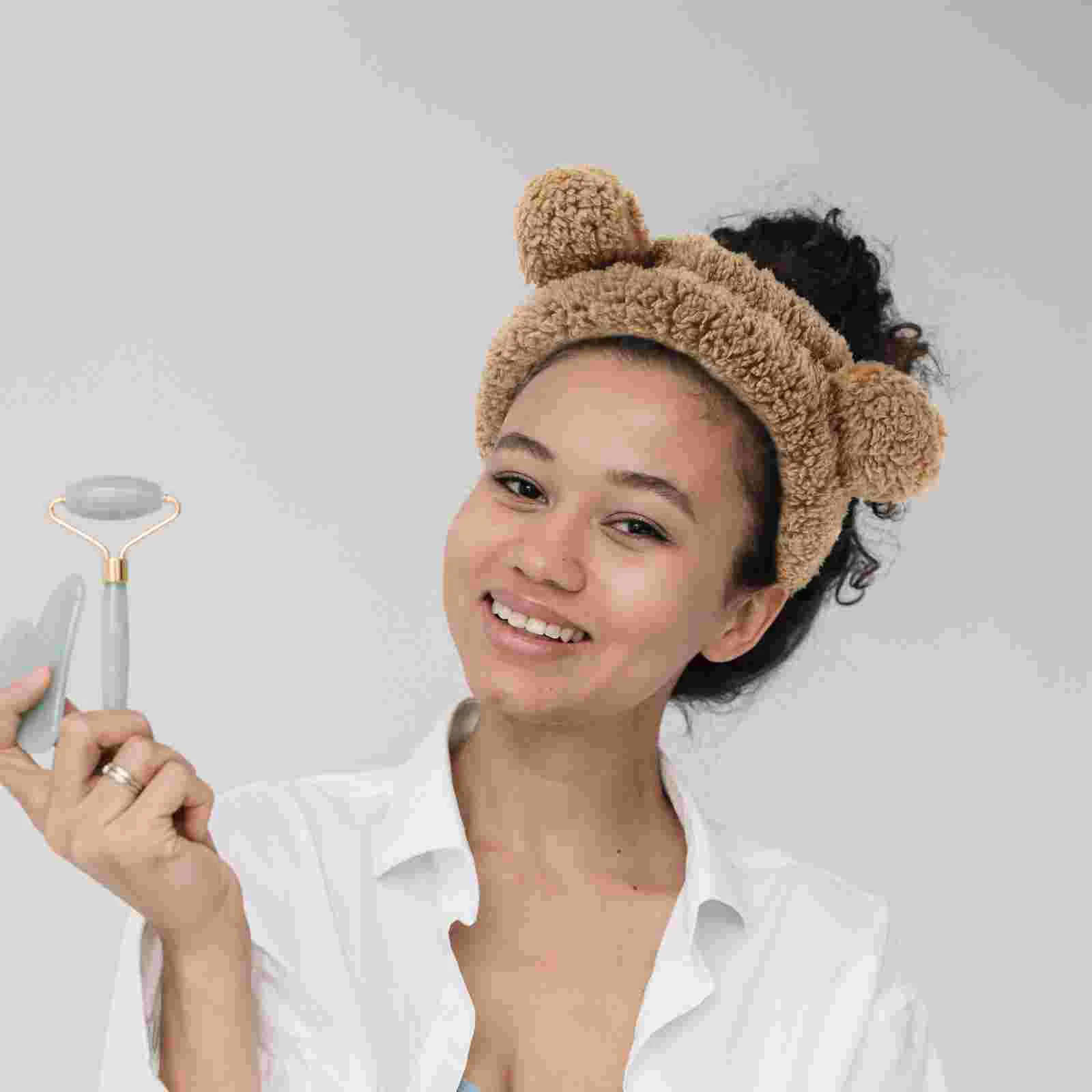 Bear Face Wash Headband Plush Elastic Hairband Ears Cute Accessories Cartoon Makeup Baby Headbands