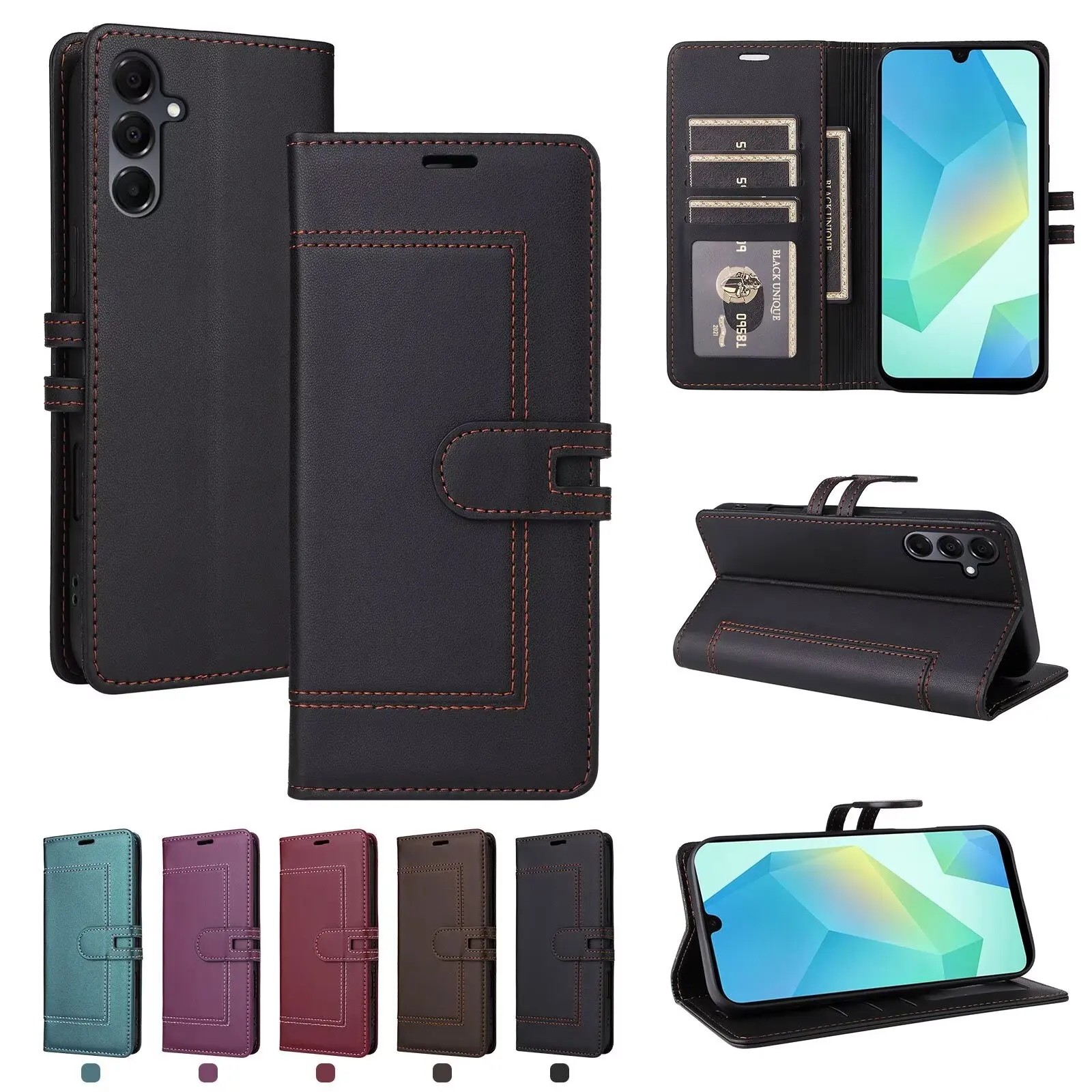 Business Flip Leder Handyhülle für Samsung A17 A07 A06 A16 A56 A36 A26 A15 A35 A55 A14 A34 A54 A13 A33 A53 A73 Wallet Cover