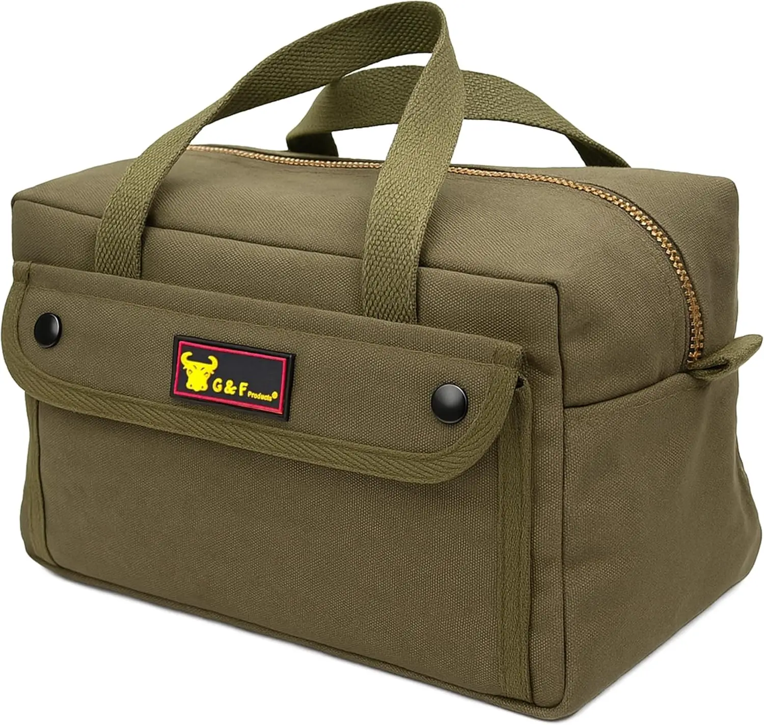 

Waxed Canvas Military Duffle Bag, Water-Resistant, Adjustable Strap, Double Zipper, Olive Green