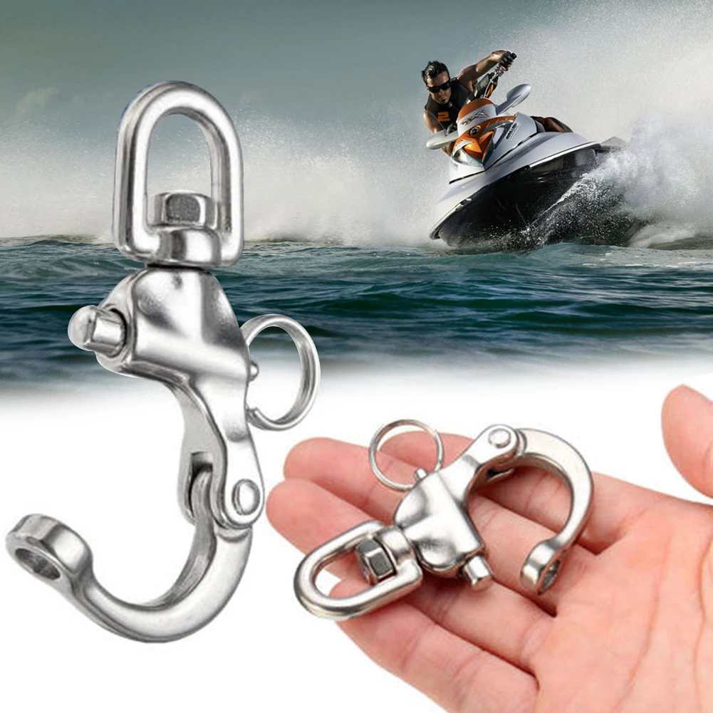 

1 * Swivel With Snap Shackle Panic Hook 70mm Eye Fork 316 Stainless Steel