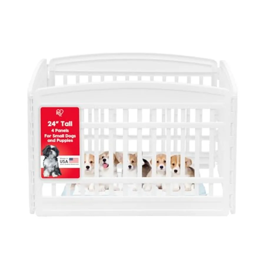 

Вольер для собак 24 дюйма, 4-панельный манеж для щенков 35 x 35 x 24, ограждение для щенков, вольер для собак, манеж для собак для использования в помещении, ограждение для домашних животных, для щенков/маленьких собак, белый