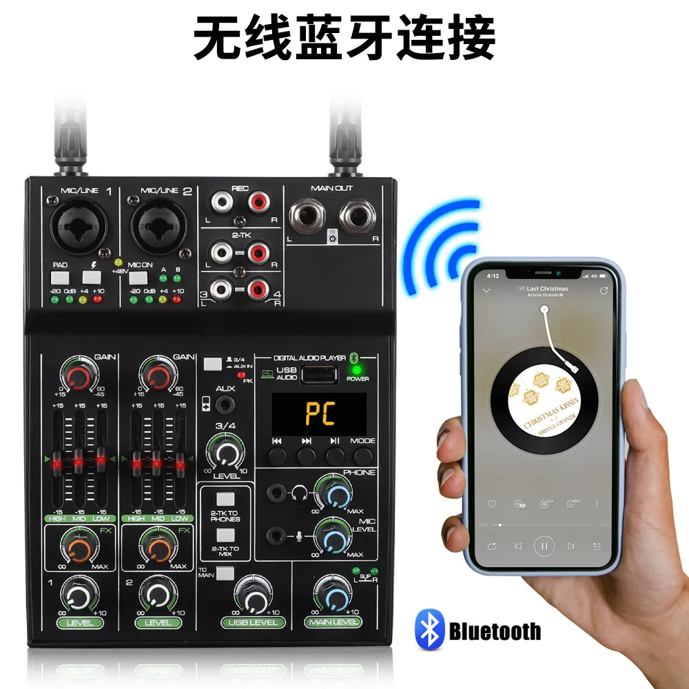 Mixer com um a dois, microfone sem fio, mixer Bluetooth, microfone cantor