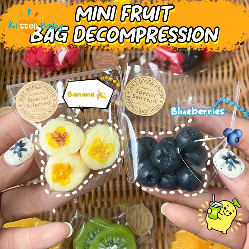 

Cute Fruit Bag Simulation Kiwi Strawberry Pineapple Series Mini Fruit Bag Slow Rebound Toys Stress Relief Pinch Music Fidget Toy