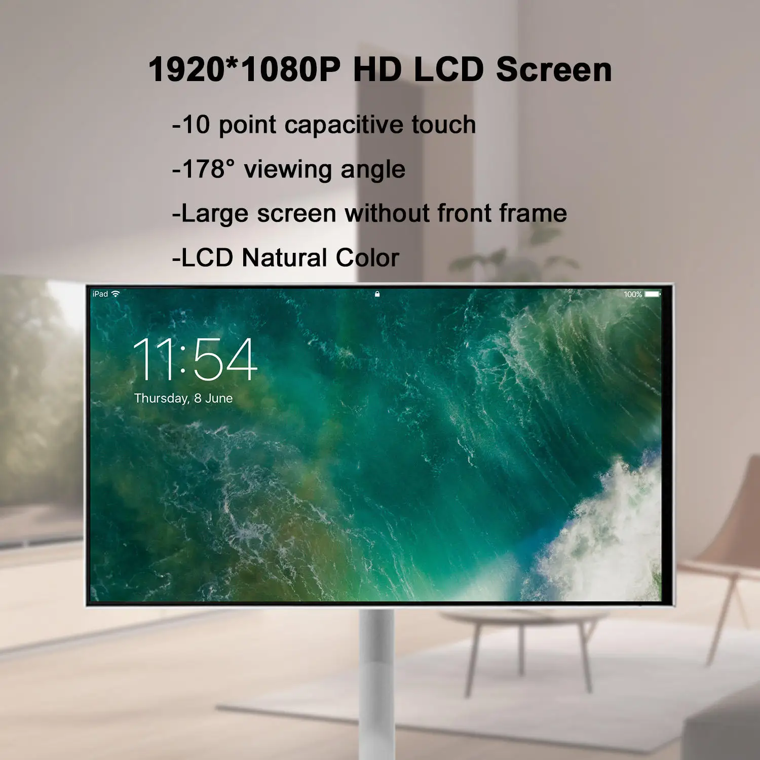 شاشة لمس تفاعلية ذكية قائمة على الأرض مقاس 21.5 بوصة، واجهة USB، شاشة LCD، مرايا للياقة البدنية، تلفزيون ذكي محمول