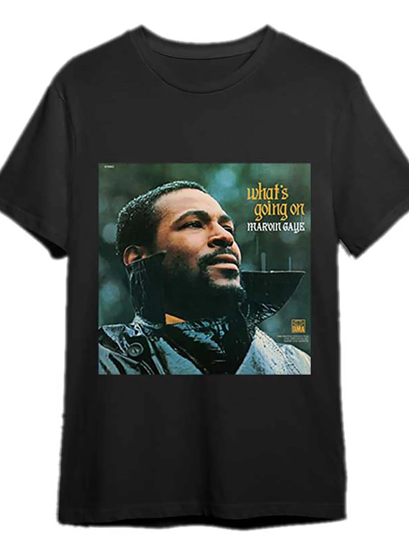 تي شيرت Marvin Gaye What's Go On Graphic - تي شيرت قطني أسود كاجوال مع تصميم فني للألبوم المميز ملابس غير رسمية