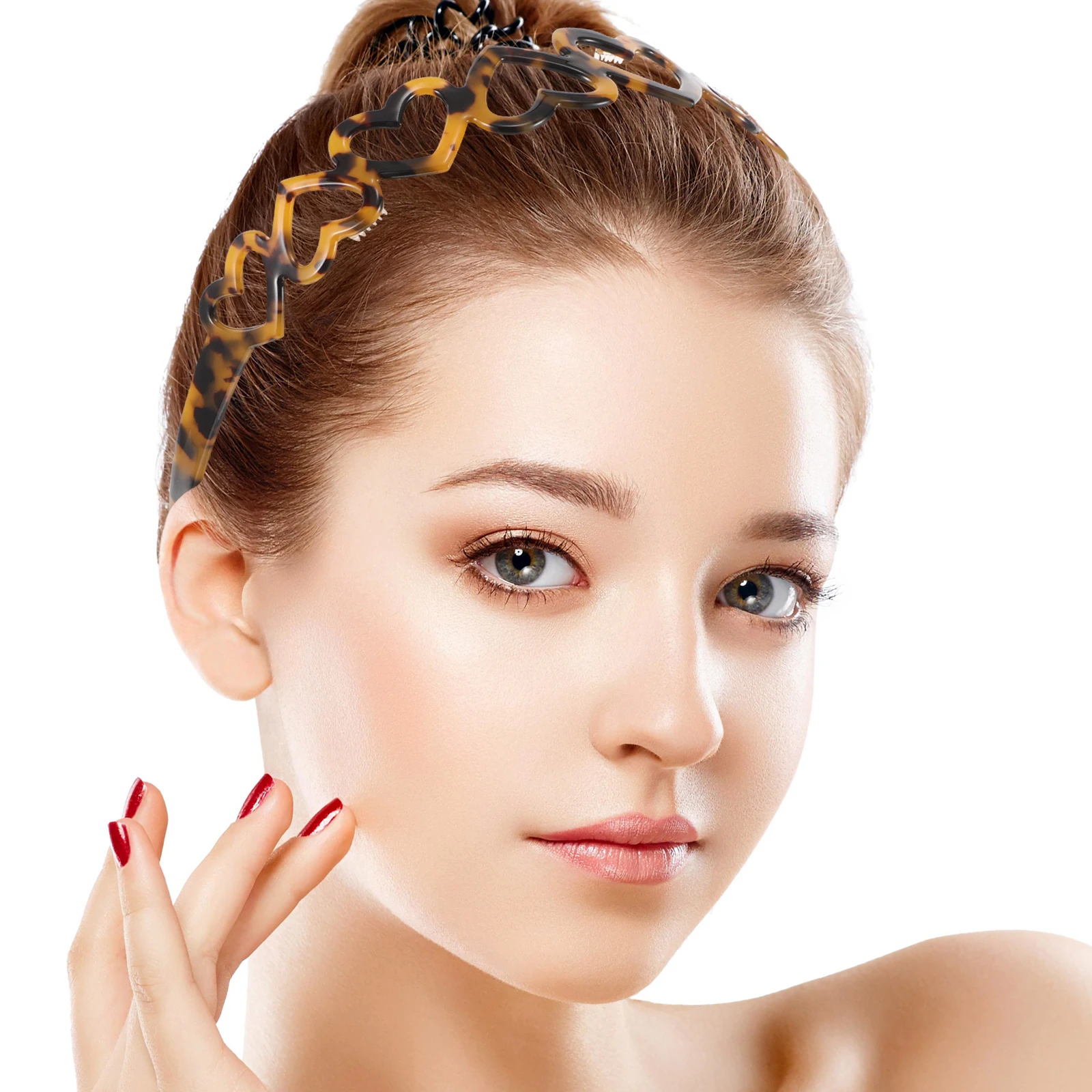 

Stylish Heart Headband Women Elegant Hollow Design Anti-Slip Decorative Face Washing Headbands For Girls Lightweight Synthetic