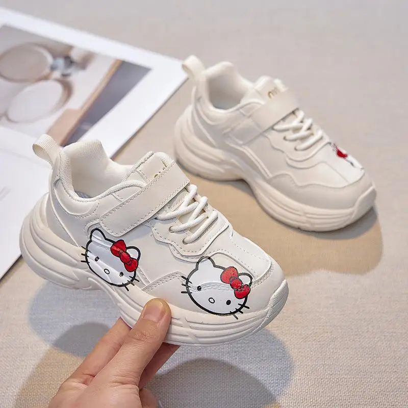 

Популярные белые туфли Sanrio для девочек Hello Kitty, студенческие детские весенне-осенние дышащие повседневные туфли Annals Motion, новинка