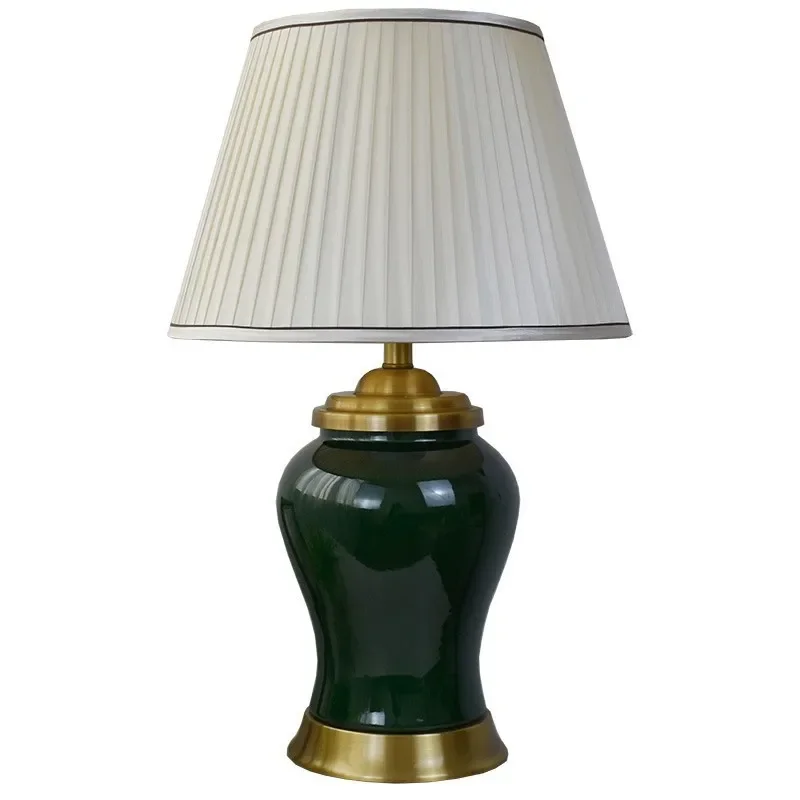 

Jingdezhen ceramic desk lamp living room bedroom led desk green bedroom desk bedside hotel lamp