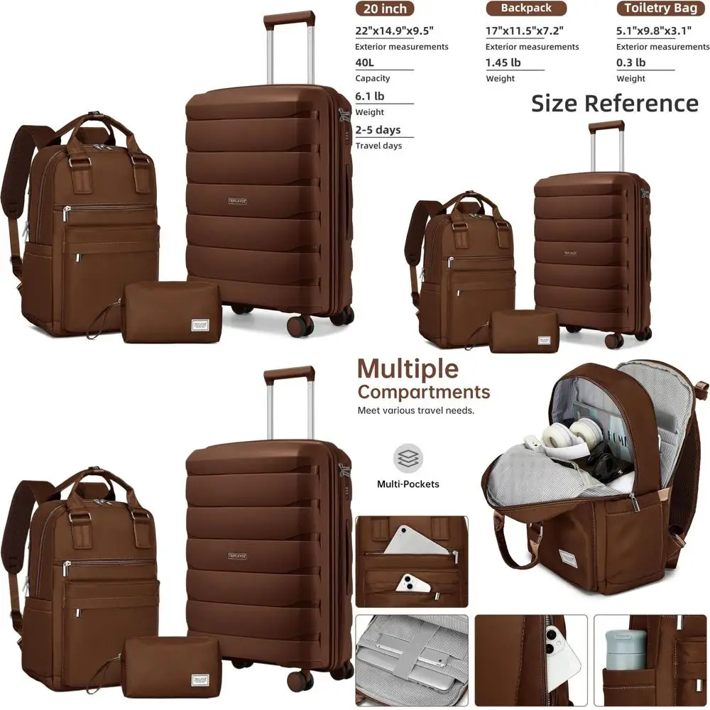 

22 Hardshell Spinner Carry-On Чемодан, одобренный авиакомпанией, мокко для женщин