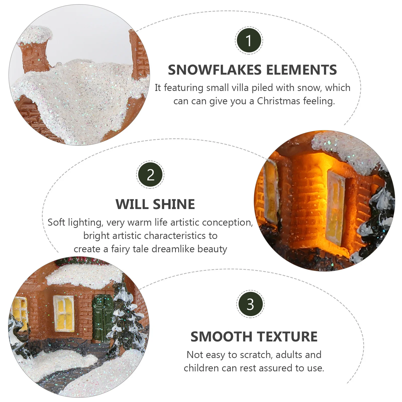 

1pc Glowing Resin House Decor Mini Luminous Christmas Ornament Desktop Adornment For Living Room Office Cafe Xmas Scene