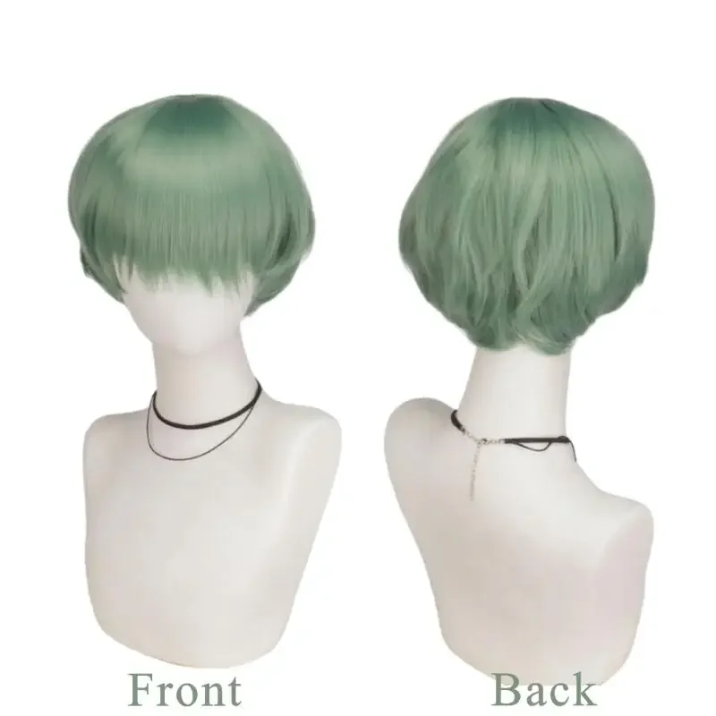 Anime K-pop Demon Saja Jongens Baby Groene Cosplay Pruik met Gele Hoed Halloween Cartoon Hunters Hittebestendige Synthetische Pruiken Prop