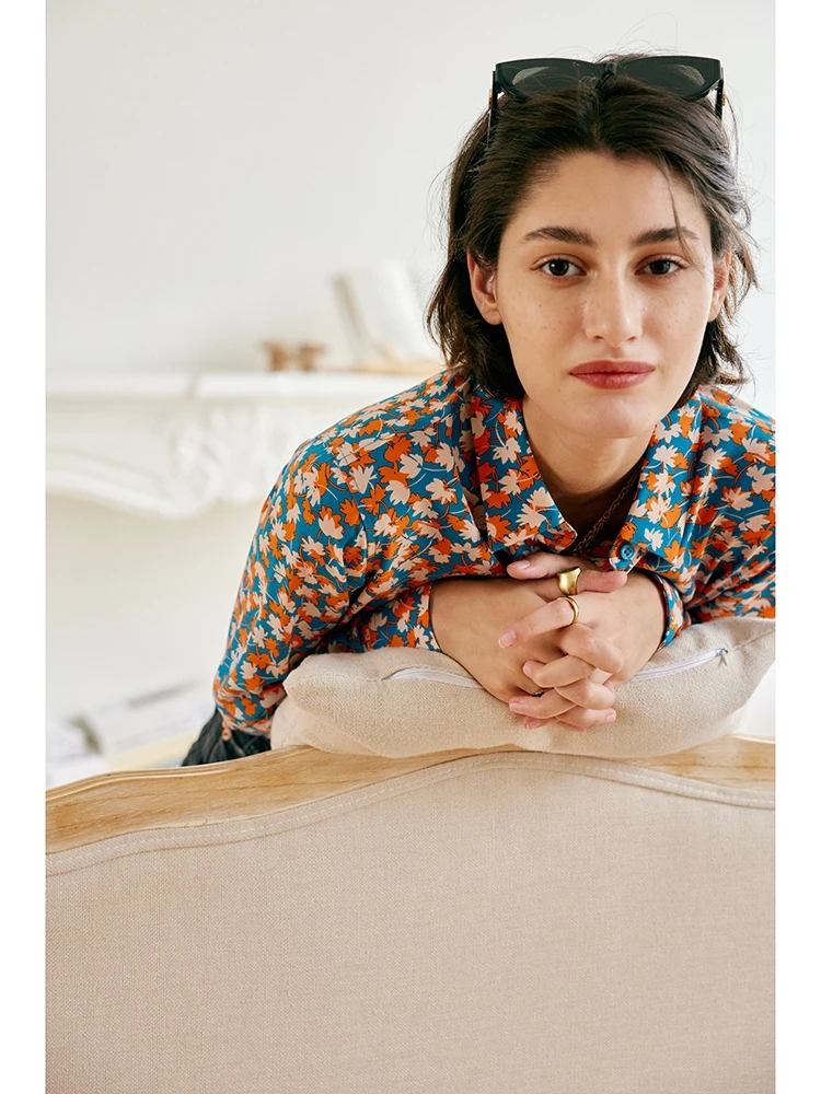 SuyaDream, Woman Floral Shirts, 100%Silk Crepe, Long Sleeves, Printed Blouses, 2025 Spring Autumn Office Lady Top