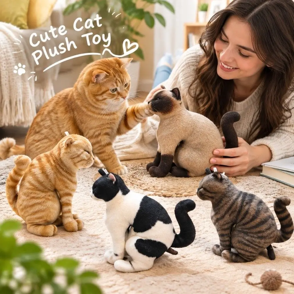 Simulation Design Cat Plush Charm Lightweight PP Cotton Filled Kawaii Plush Pendant Hanging Ring Compact Abstract Cat Doll