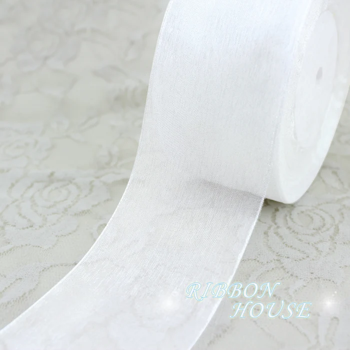 2\'\' (50mm) White organza ribbons wholesale gift wrapping decoration Christmas ribbons