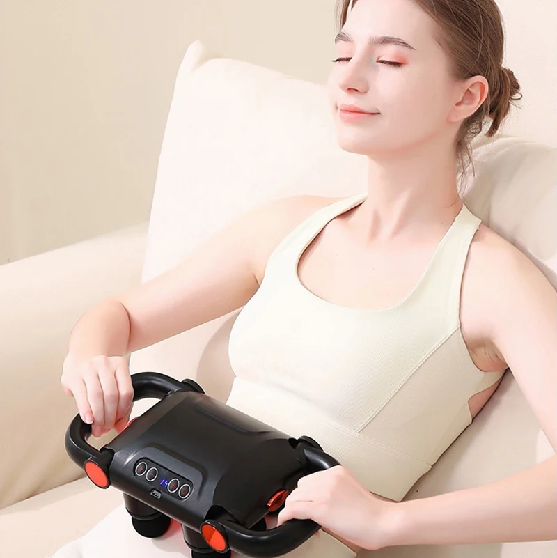 Pegangan lipat USB, pistol fasia 6 kepala, 5 mode, pijat pilihan gaya 20 tingkat