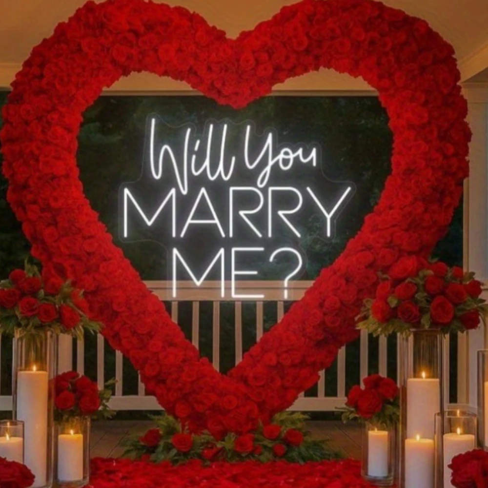 'Will You MARRY ME?' LED Neon Sign, Wall Decor for Proposals/Wedding/Anniversaries/Romantic Room/Lawn/Party Background Lighting
