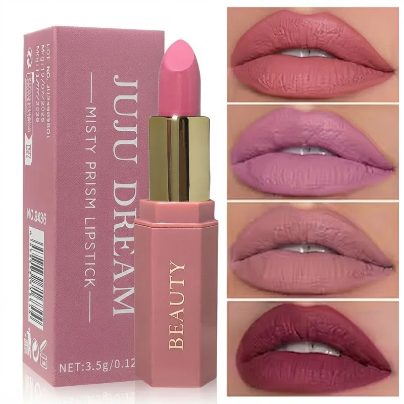 6PCS Matte Velvet Lipsticks, Waterproof Long-Wear Glitter Lip Tint Set, High Pigment Shiny Lip Makeup for Daily & Party Looks