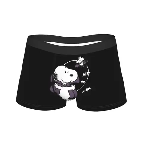Man Halloween Snoopys Underwear Pumpkin Bat Novelty Boxer Briefs Shorts Panties Male Mid Waist Underpants Plus Size