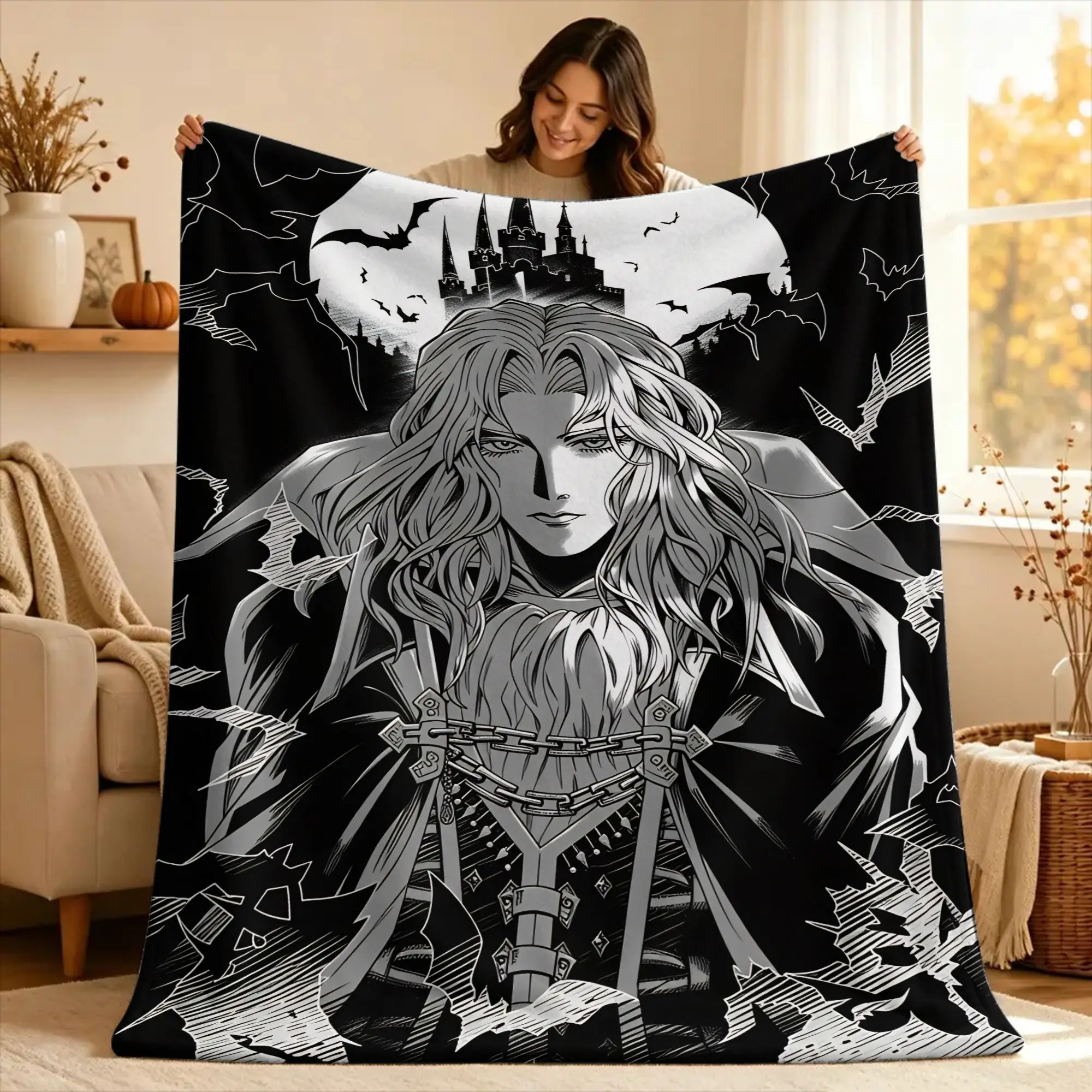 C-Castlevania Alucard Blanket  Decorative Flannel Throw Blanket For Bedroom Warm Soft Custom Quality Bedspread Gift