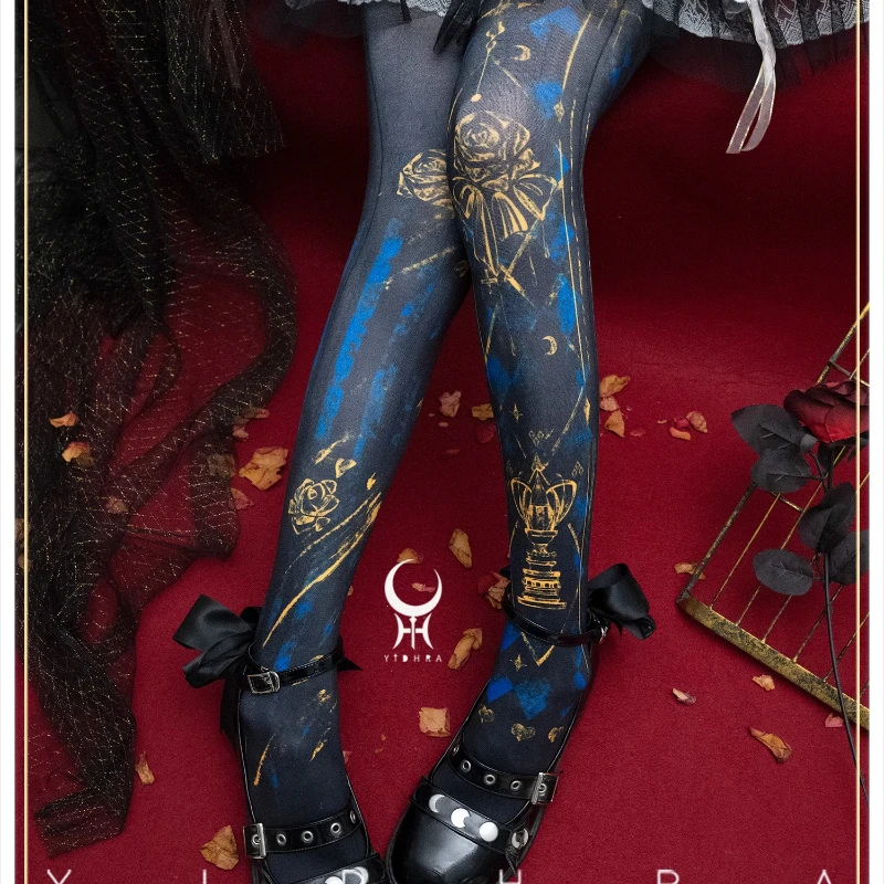 Original Design Spring Autumn New Digital Printing Lolita Women's Socks Gothic Punk Personality Creative Halloween Tights Girl