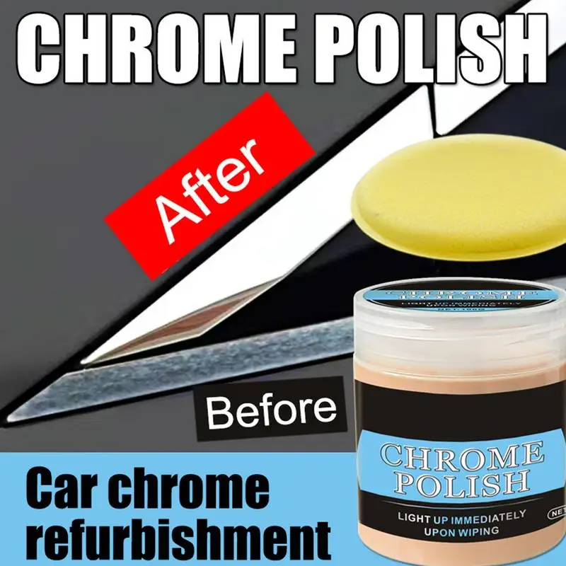 Car Chrome Restorer 100g Effective Auto Chrome Repair Paste Metal Shine Renovation Compound for Car Door Handles Windows Trim