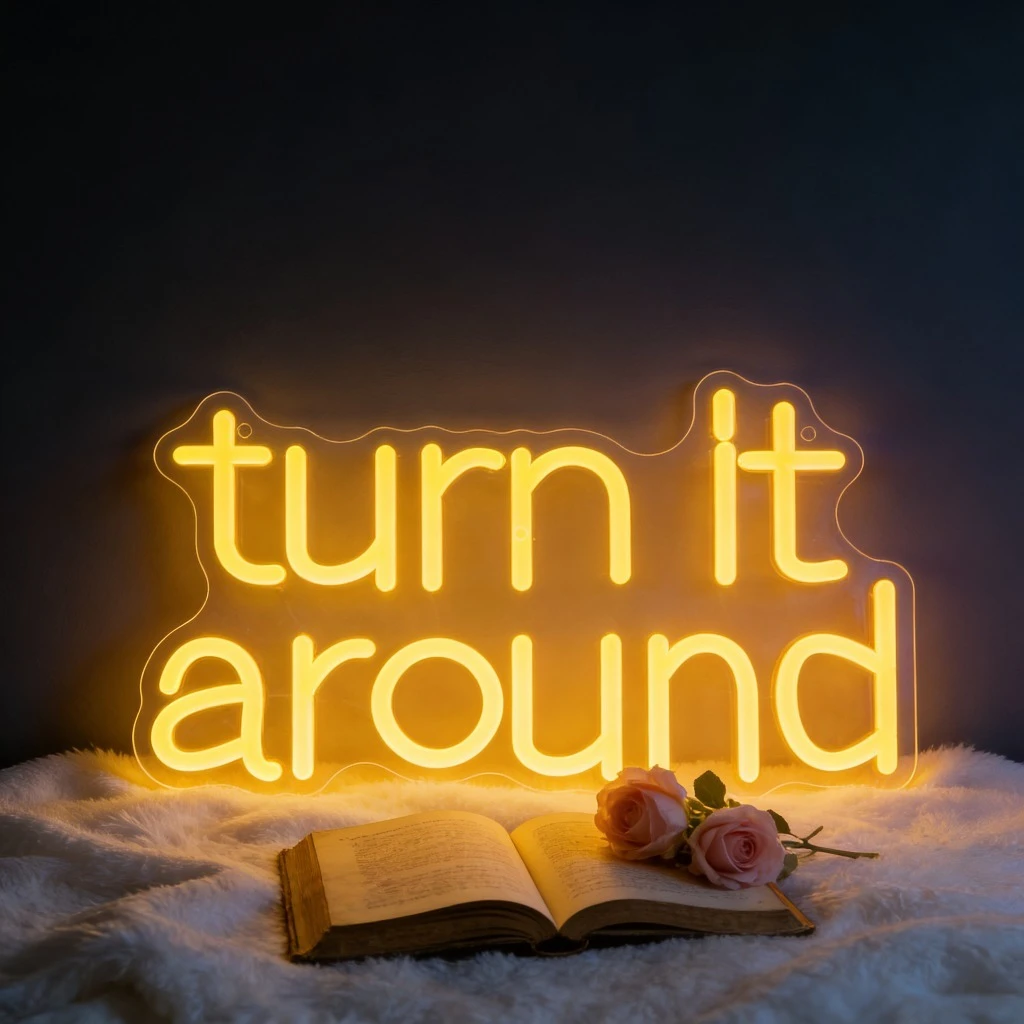 

Неоновая вывеска Turn It Around: Декоративная светодиодная лампа с регулировкой яркости для дома, спальни, гостиной, свадебного декора, USB, романтический настенный светильник