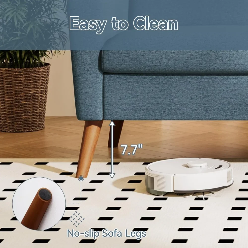 Sofá loveseat de 68 polegadas, sofás de assento profundo do século para móveis de apartamento, sofás confortáveis de dois lugares, linho azul