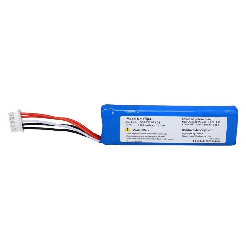 8000mAh 3.7V Rechargeable Power Pack Exact Fit for JBL Flip4 Special Edition GSP872693 01 Portable Speaker Internal Battery view 3