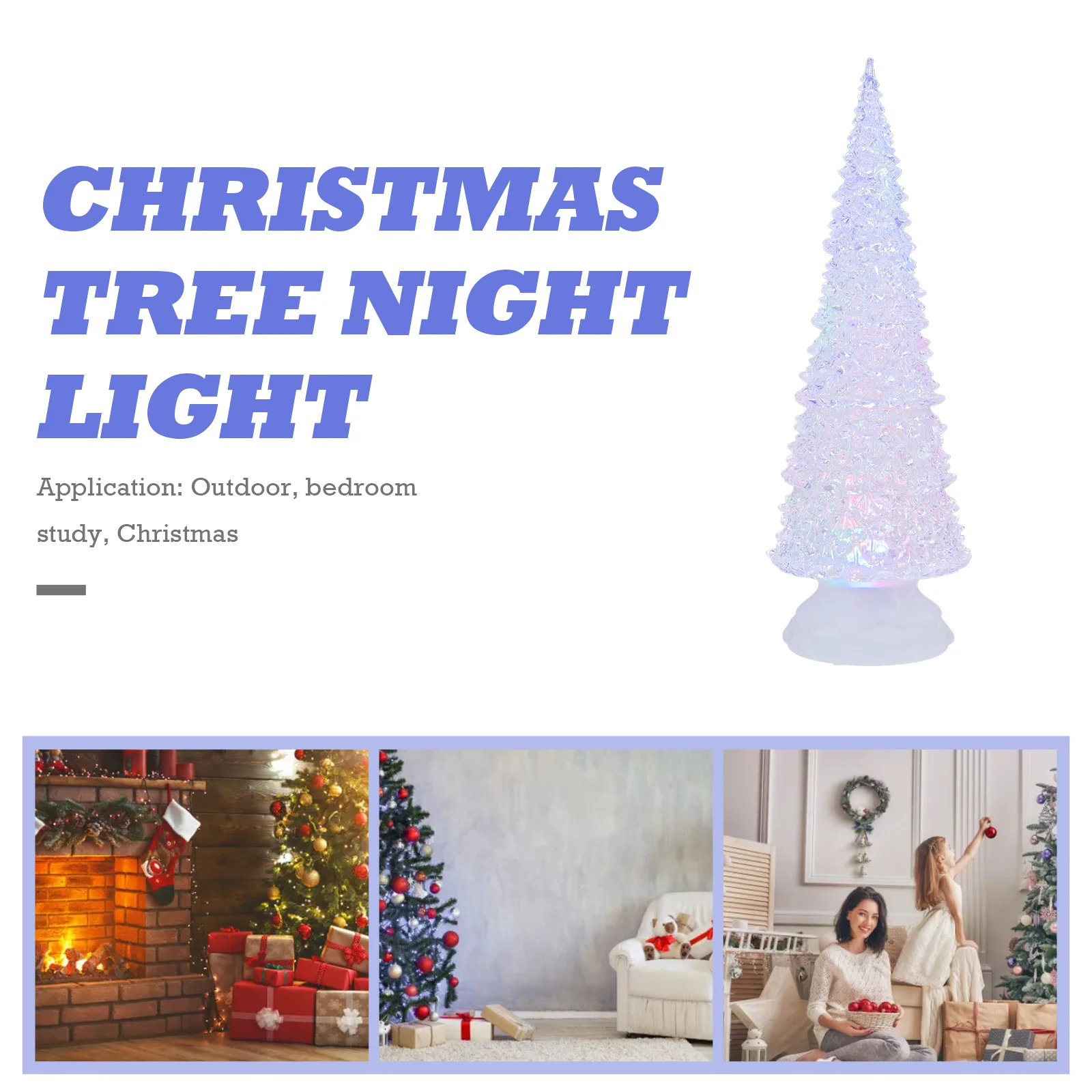 

1pc Led Christmas Tree Night Light Acrylic Colorful Small Bedside Lamp Desktop Decorative Xmas Bedroom Party Light