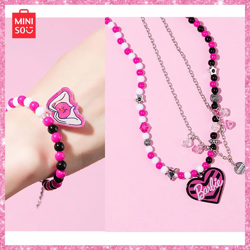 2024 Miniso New Barbie Collection Sweet Girl Love Necklace Bracelet Two Piece Set for Girls Birthday and Valentine's Day Gift