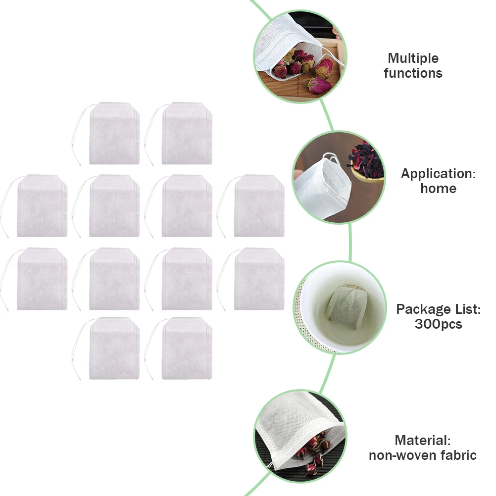 

300pcs Non Woven Tea Bags Lightweight Remove Loose Leaf Coffee Herbs Powder Gift Decoction Filter Brewer Mug