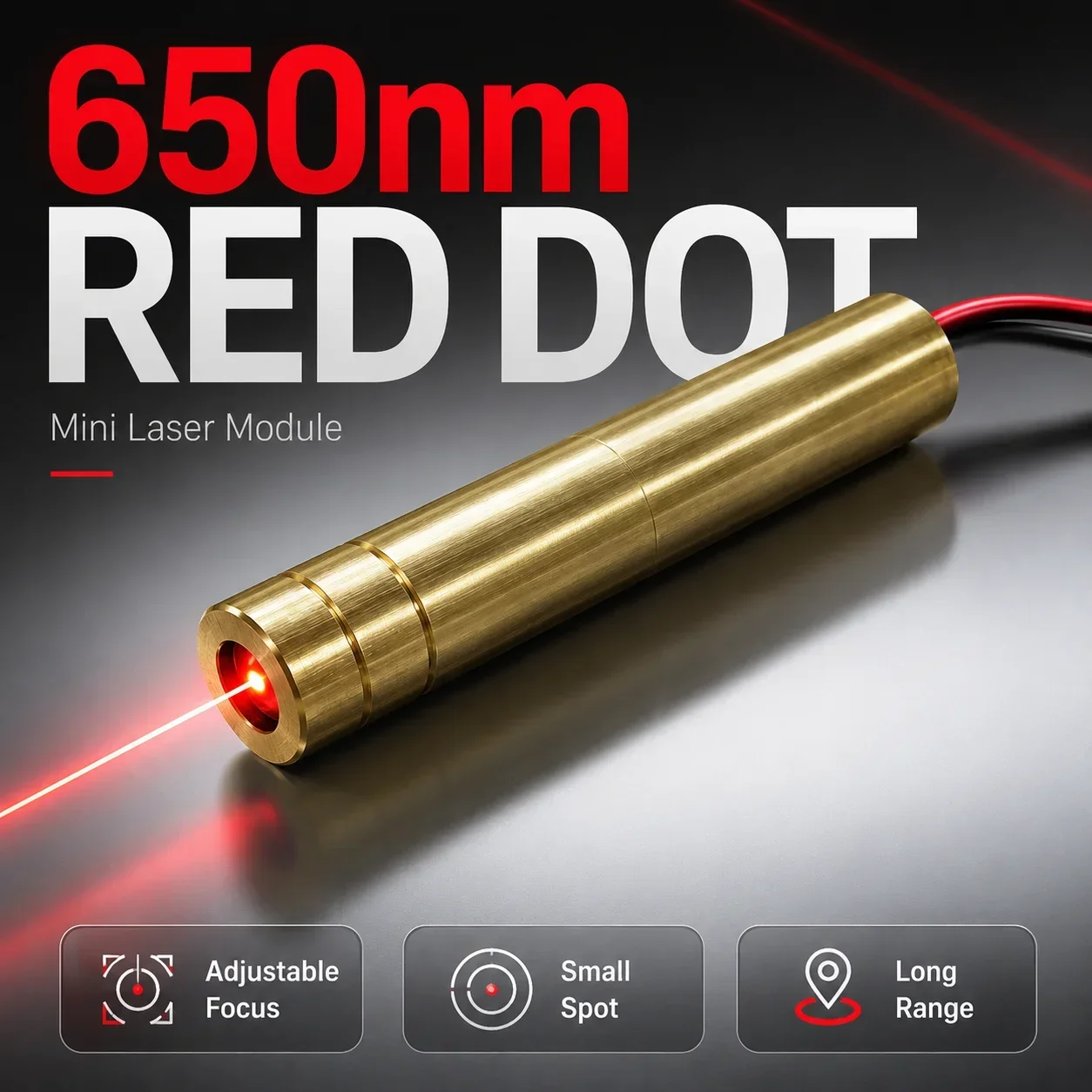 Zhonna 650nm 100mW Red Dot Laser Module Adjustable Focus Super Small Spot Long Range Positioning Aiming Laser Diode Module