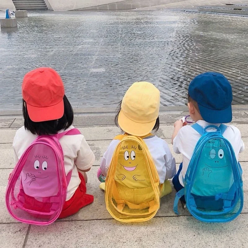 2024 Kids School Backpack PVC Transparent Backpacks Child Cartoon Bags Girls Boys Outdoor Street Photography Accessories