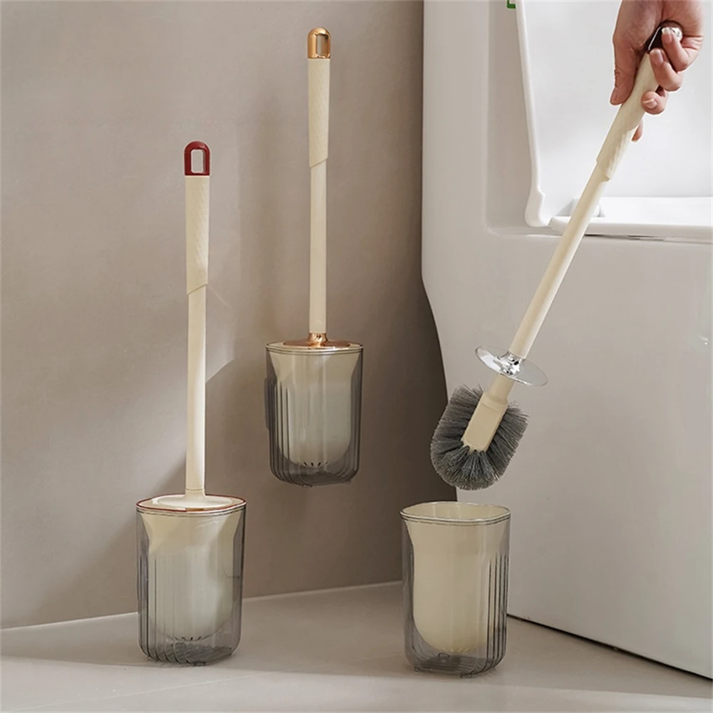 Creative Bathroom Toilet Brush with Base Cleaning Household Soft Brushes Cleaning Accessories Quick Dry Leak-Proof Holder Tools