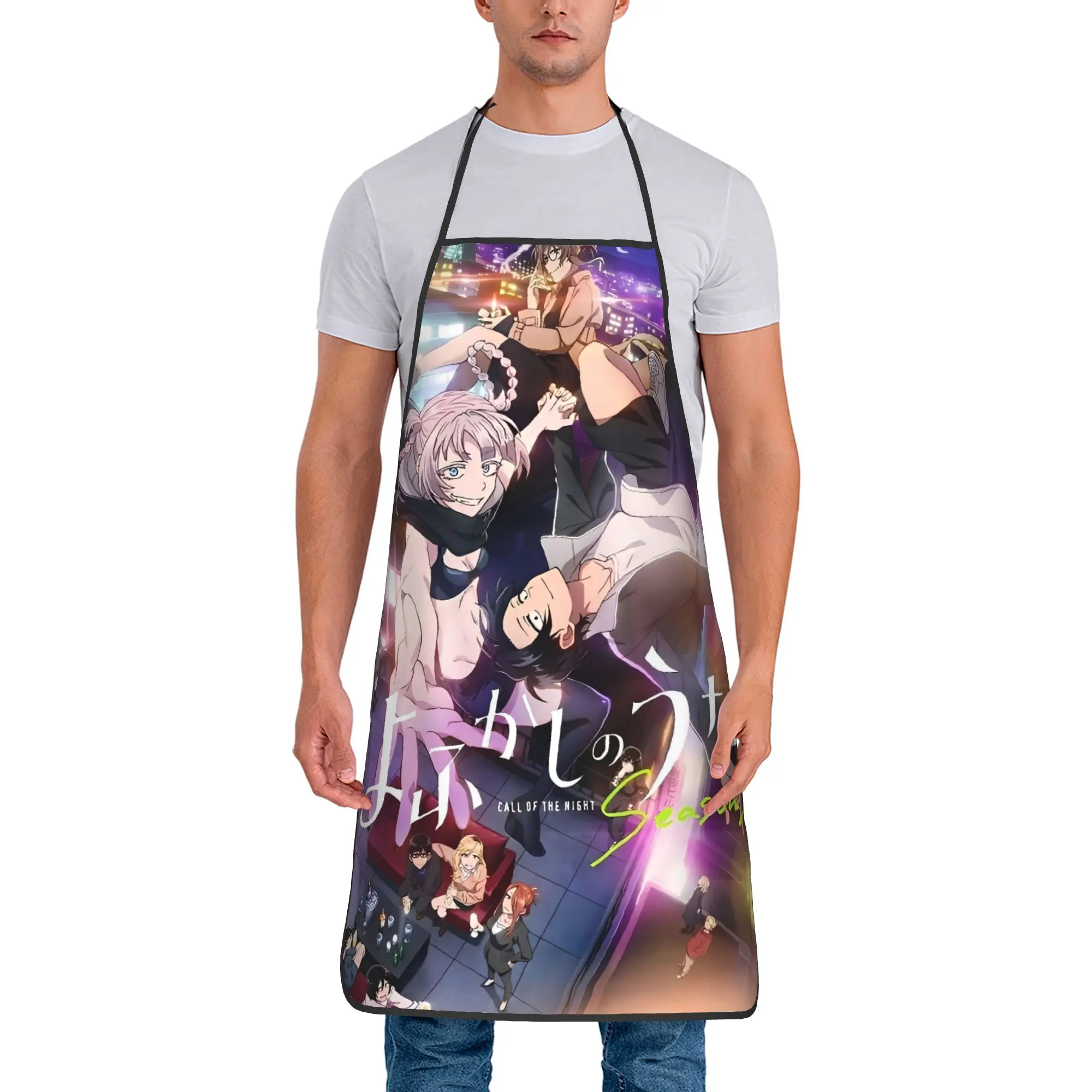 

Call of the Night Kawaii (3) Apron Cute Cleaning Kitchen Accessories Home Manicure Aprons without Pocket