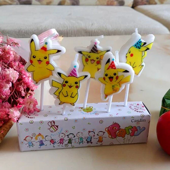 Pokemon Candle Children's Happy Birthday Party Decoration Kawaii Anime Pikachu Cake Decora Baby Shower Supplies Kids Gifts