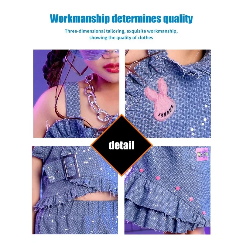 ZZL K-PoP Clothes Y2K Girls Tank Top Skirt Jazz Dance Costume Set