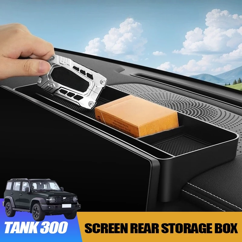 Car Central Control Screen Rear Storage Box for GWM WEY Tank 300 2025 Center Console Organizer Interior Modification Accessory
