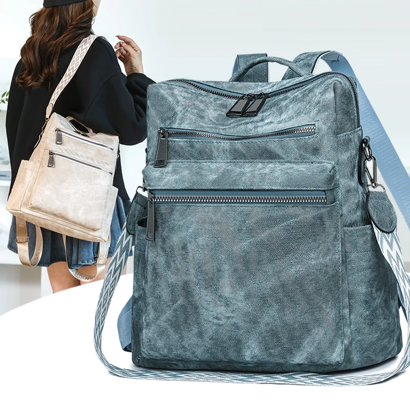 

Новый модный женский рюкзак из искусственной кожи, большая вместительная дорожная сумка для ноутбука, винтажная школьная сумка для книг, повседневный рюкзак для девочек