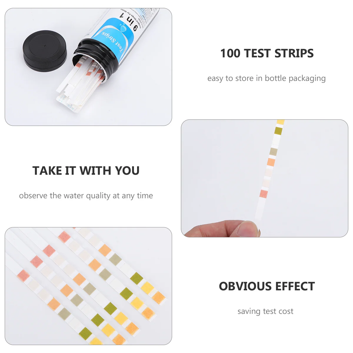 

50Pcs Water Quality Test Strips Multi-Parameter PH Testing Papers for Swimming Pool Well Tap Aquarium Testing Water Test Kit