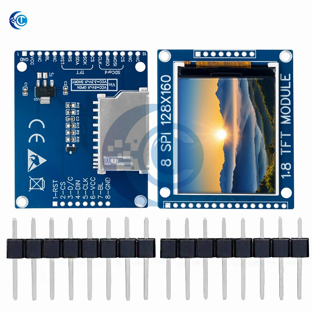 3,3 V/5 V SPI TFT LCD-module (1,8 inch): 128x160 dotmatrix, PCB-adapter IC – compatibel voor Arduino en LCD1602
