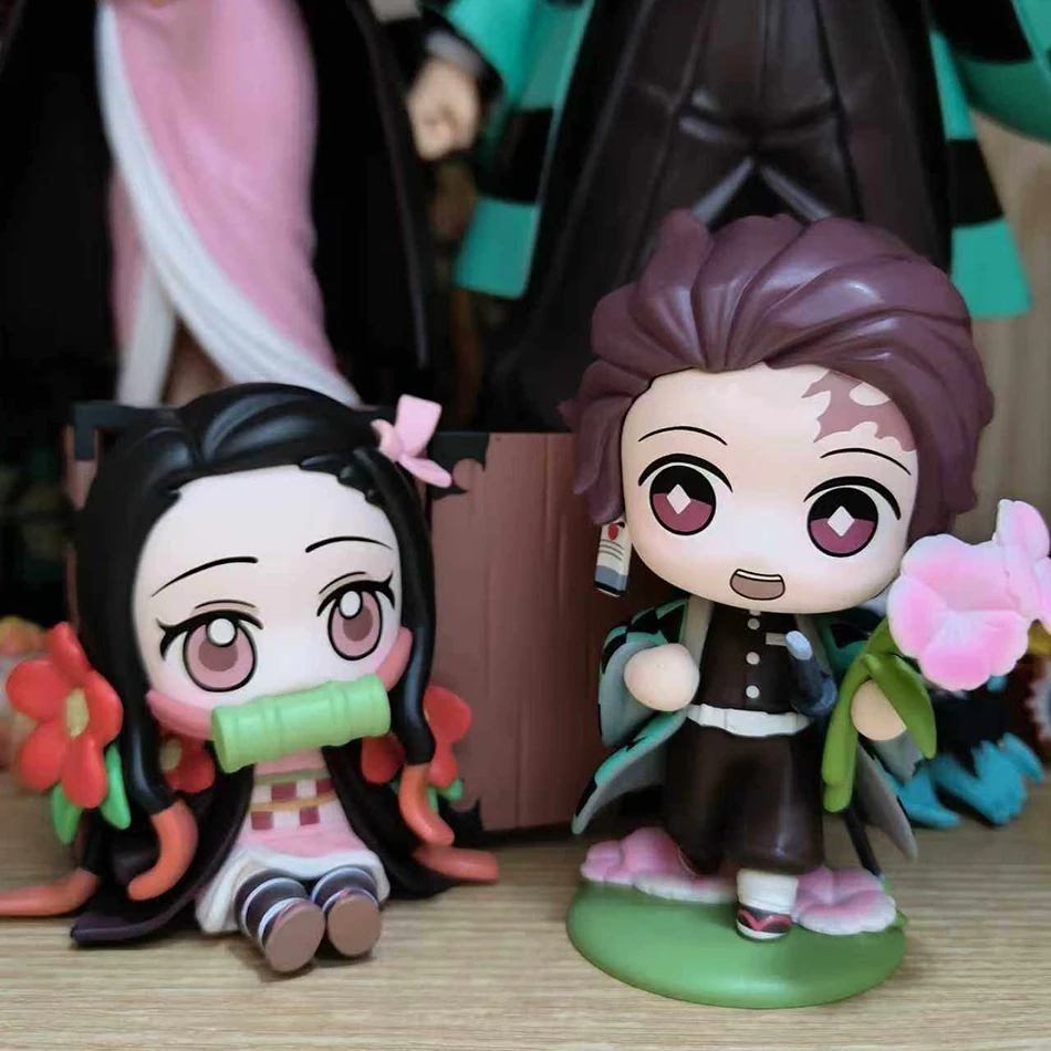 New Demon Slayer Tanjiro Kamado Nezuko Anime Cartoon Figure Creative Personalized Blind Box Statue Model Ornaments Surprise Gift
