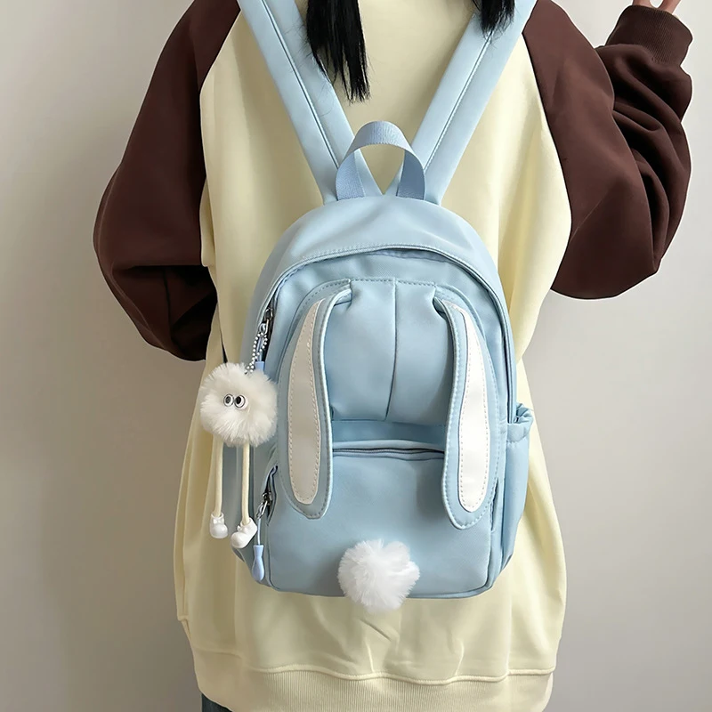 Cute Bunny Backpack for Girls Rabbit Ear Rucksack Large Capacity School Daypack Casual Schoolbag Laptop Backpacks Travel Bag