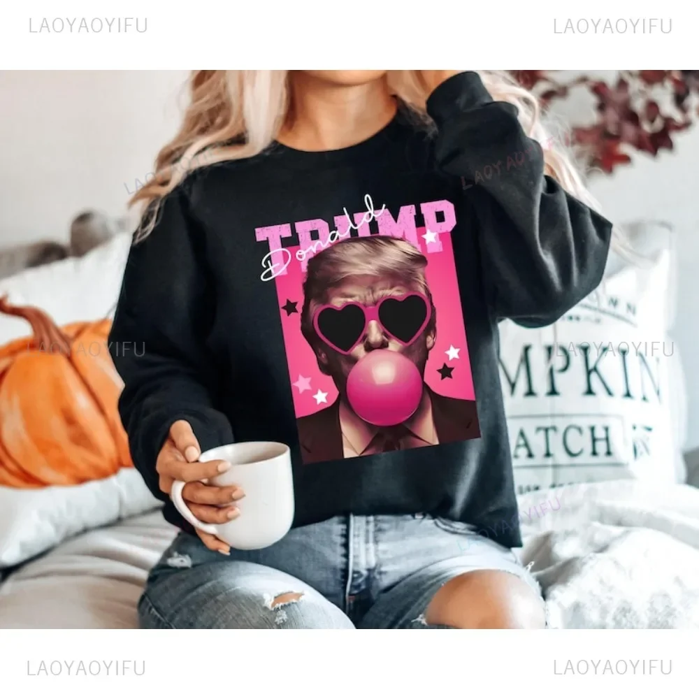 Donald Trump Sweatshirt Election Trump Pink Sun Glasses Trump Bubble Gum Drop-shoulder Sleeve Hoodies Bubblegum Hoody