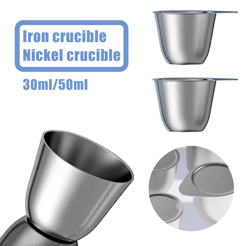 30/50ML Iron Crucible Nickel Crucible High Temperature Resistant For Metal Melting And Chemical Experiment Lab Supplies