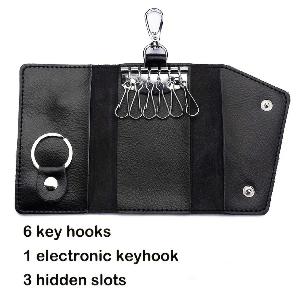 Genuine Leather Keychain Men Key Holder Organizer Pouch Car Key Wallet Case Housekeeper Mini Card Bag Second Layer Cowhide view 5
