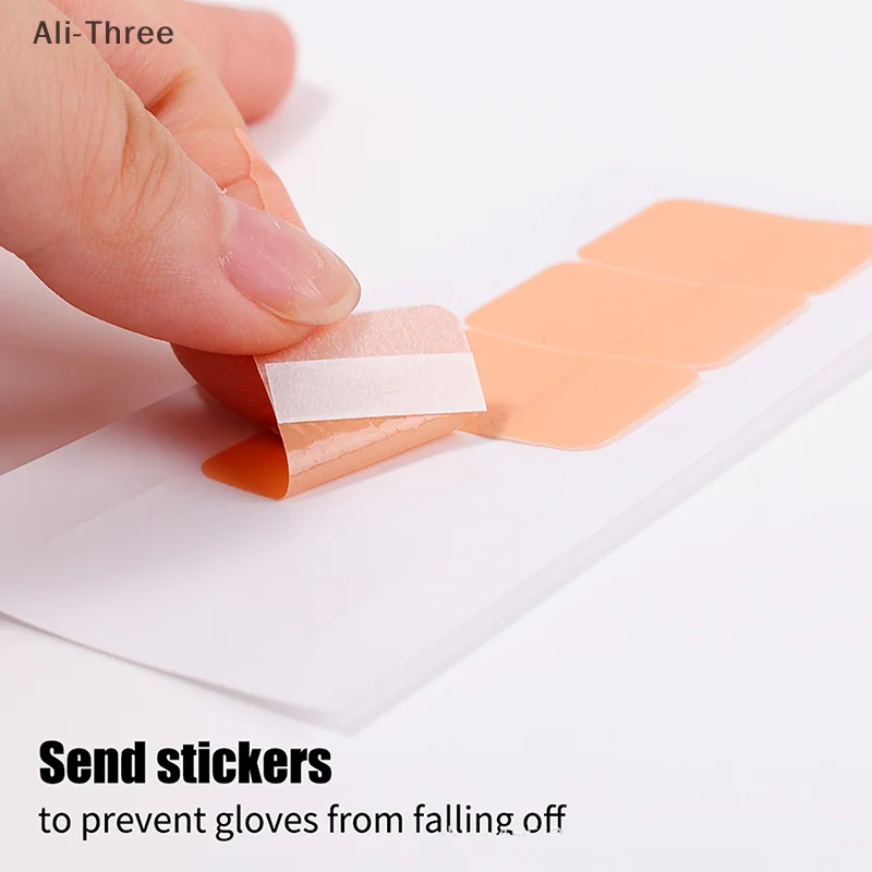 زوج من أدوات الأظافر المضادة للأشعة فوق البنفسجية قفازات الشمس السوداء نصف مكشوفة بأطراف الأصابع قفازات العلاج بالضوء مقطع قصير مع الشريط #4