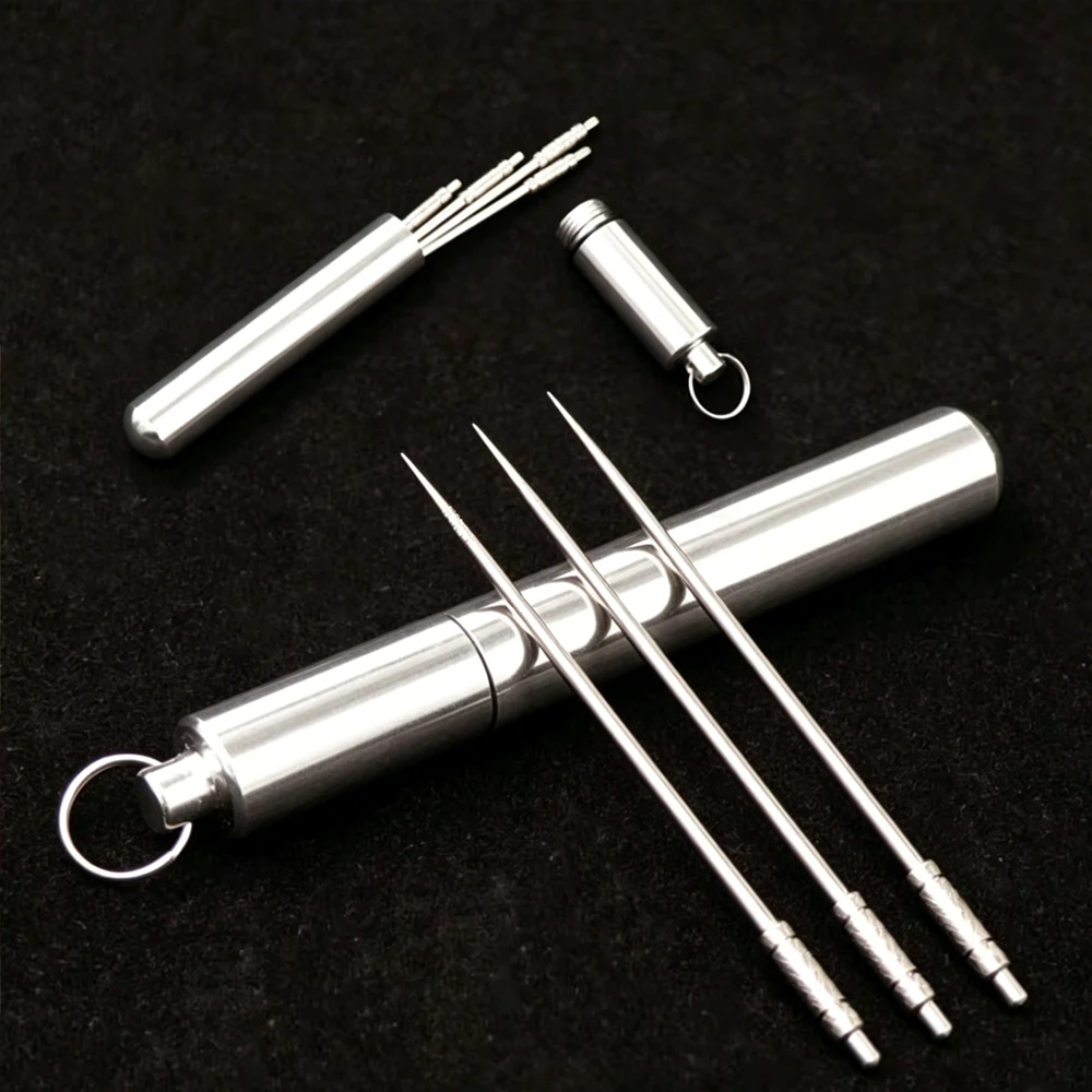 Stainless Steel Toothpicks Small Portable Toothpicks Travel Pocket Toothpicks Reusable Metal Toothpicks Fruit Picks
