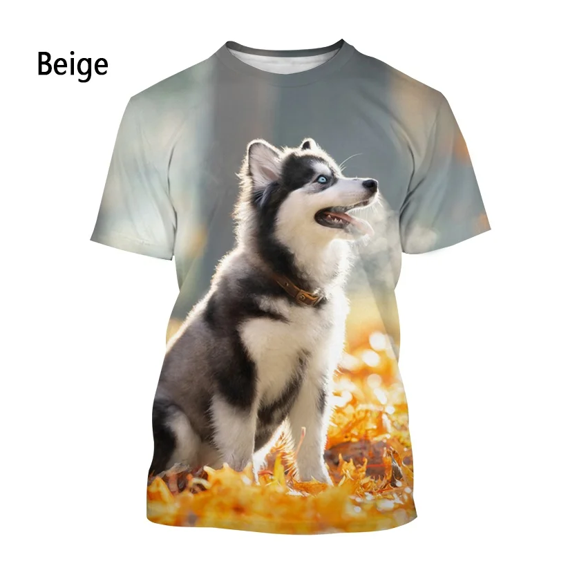 New Fashion Husky Dog 3D Printing T-shirt Men's and Women's Casual Short-sleeved Animal Shirt Tops